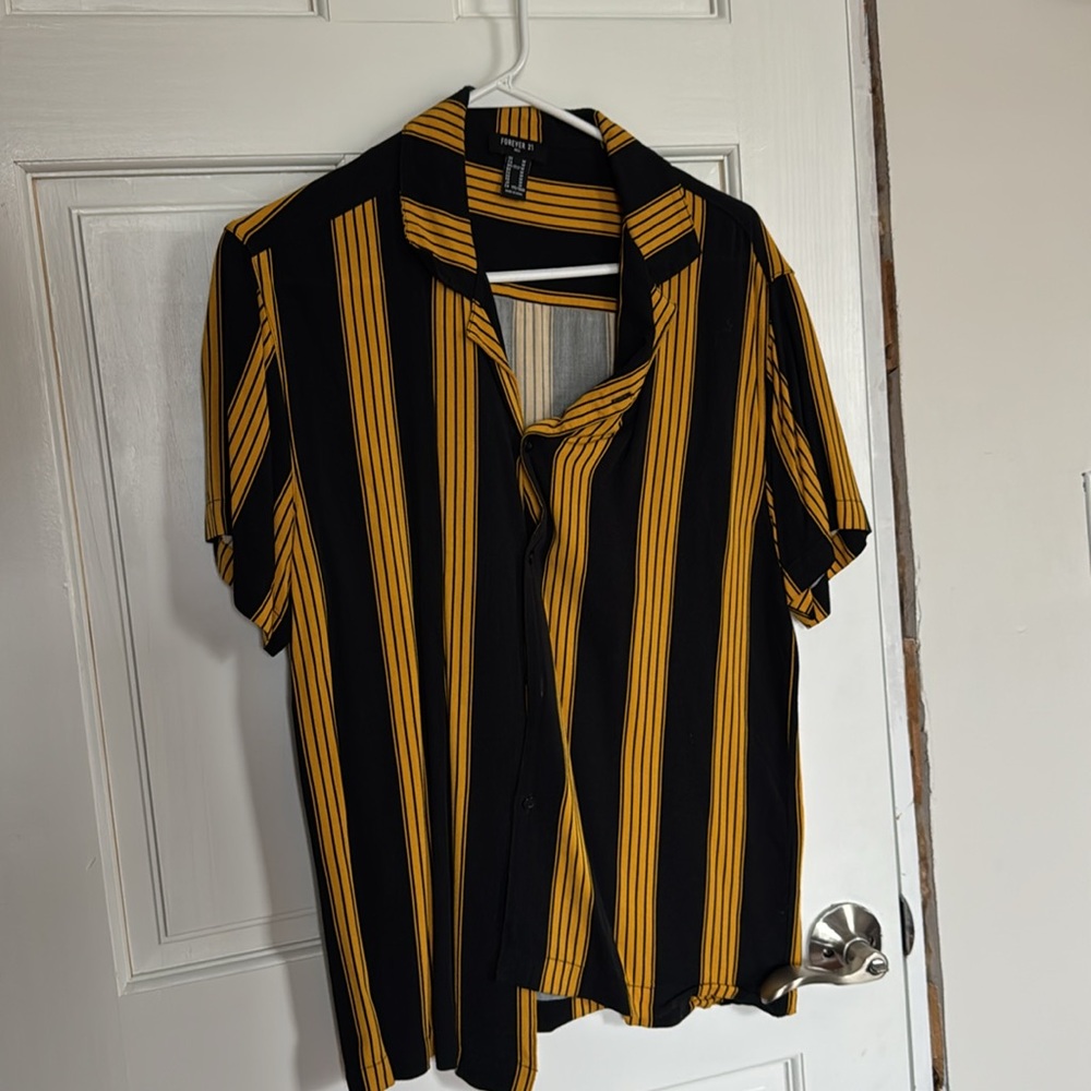 Black and yellow button down shirt